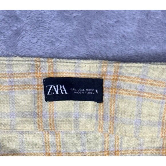 ZARA Yellow Plaid High-Waisted Midi Skirt - Size L- Preppy Clueless Aesthetic - Picture 8 of 10